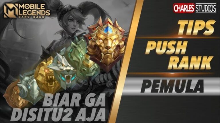 Pemain game kompetitif sedang push rank menggunakan strategi terbaik tanpa top up mahal